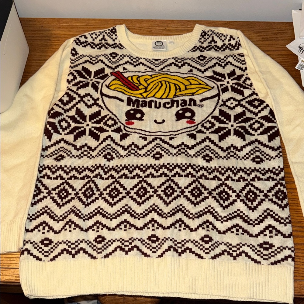 Cream and Brown Crewneck Sweater